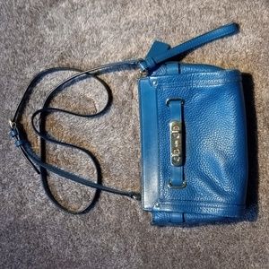 Coach Swagger wristlet/crossbody blue pebbled leather bag